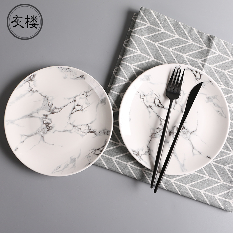 Gray floor marbling tableware ceramic plate household plate salad plate Creative Bowl plate dish suit gift ceramic Gray floor marbling tableware ceramic plate household plate salad plate Creative Bowl plate dish suit gift ceramic