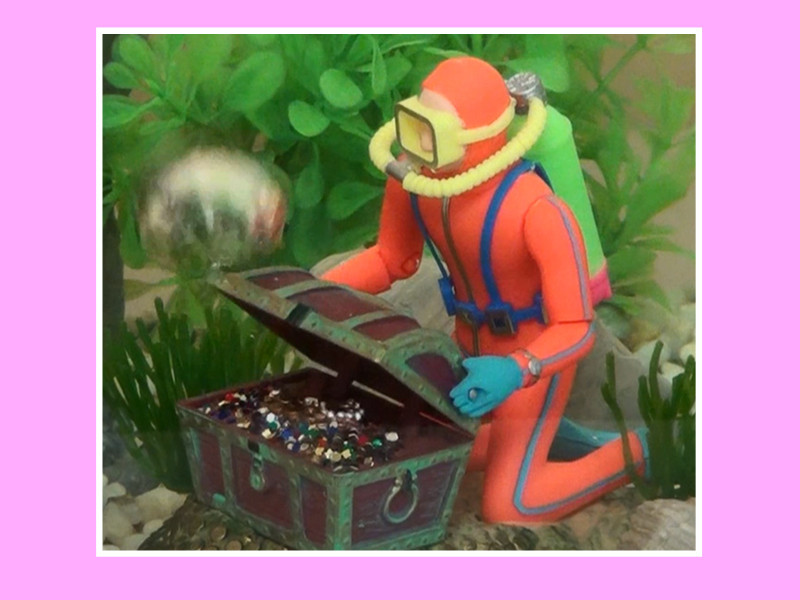 鱼缸水族造景装饰寻宝蛙人气动型装饰造景摆设潜水员宝箱详情32