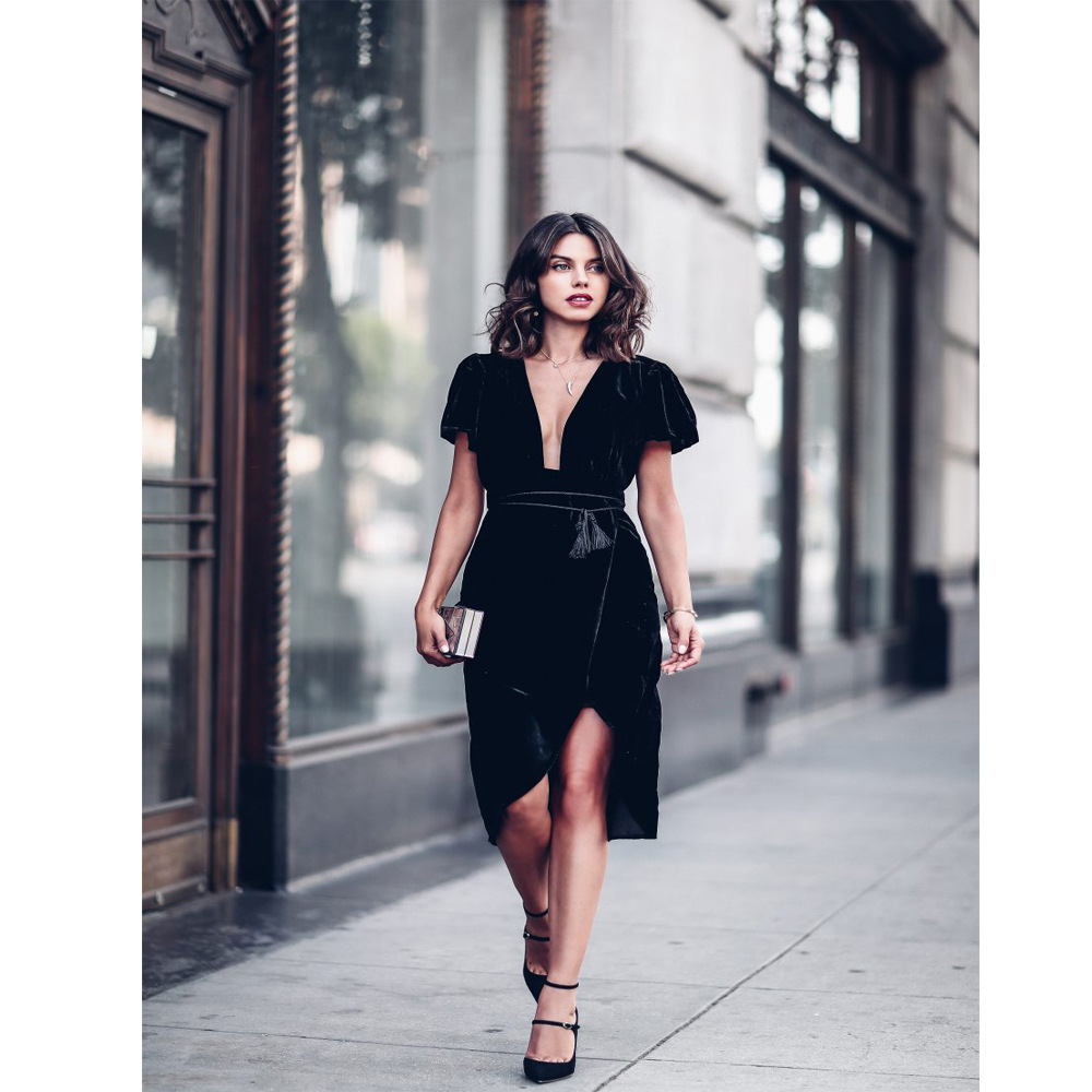 热销欧美跨境亚马逊速卖通外贸短袖女装绒毛修身铅笔裙连衣裙