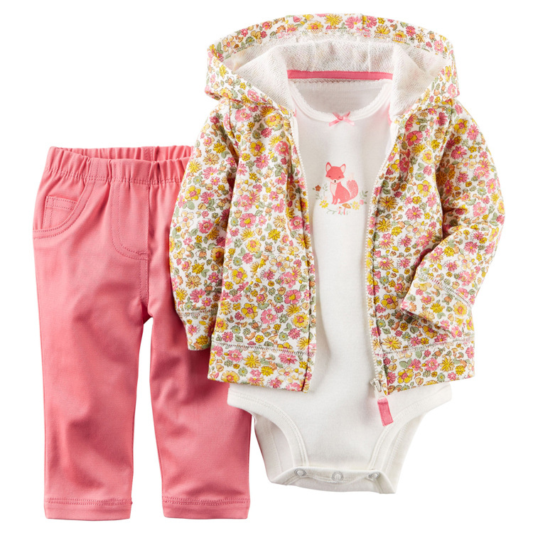 Baby Long-sleeved Hooded Sweater And Romper Pants Three-piece Set display picture 8