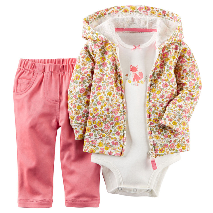 Baby-langarm-kapuzenpullover Und Strampler-dreier-set display picture 8