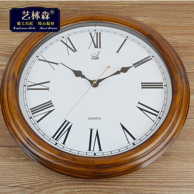 16 Retro Solid wood clock Wall clock a living room Mute Clock to work in an office Pocket Watch