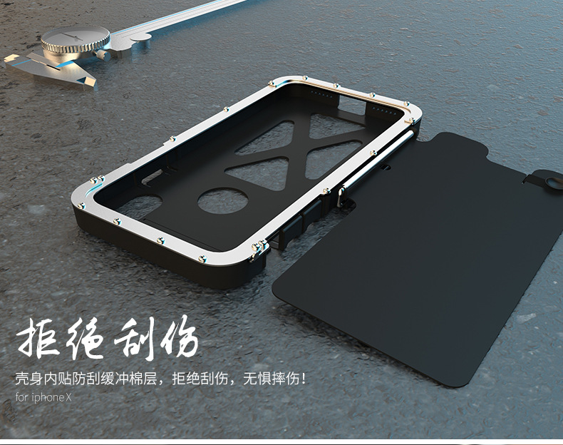 Armor King Iron Man Luxury Shockproof Stainless Steel Aluminum Metal Flip Case Cover for Apple iPhone X