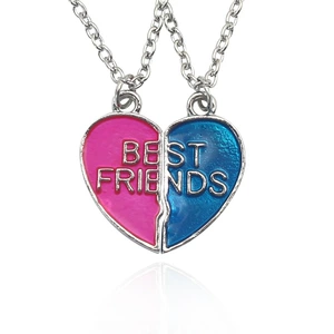 Best Friends Heart-Shaped Necklace with Alloy Material, Plating Process and 51cm-80cm Length