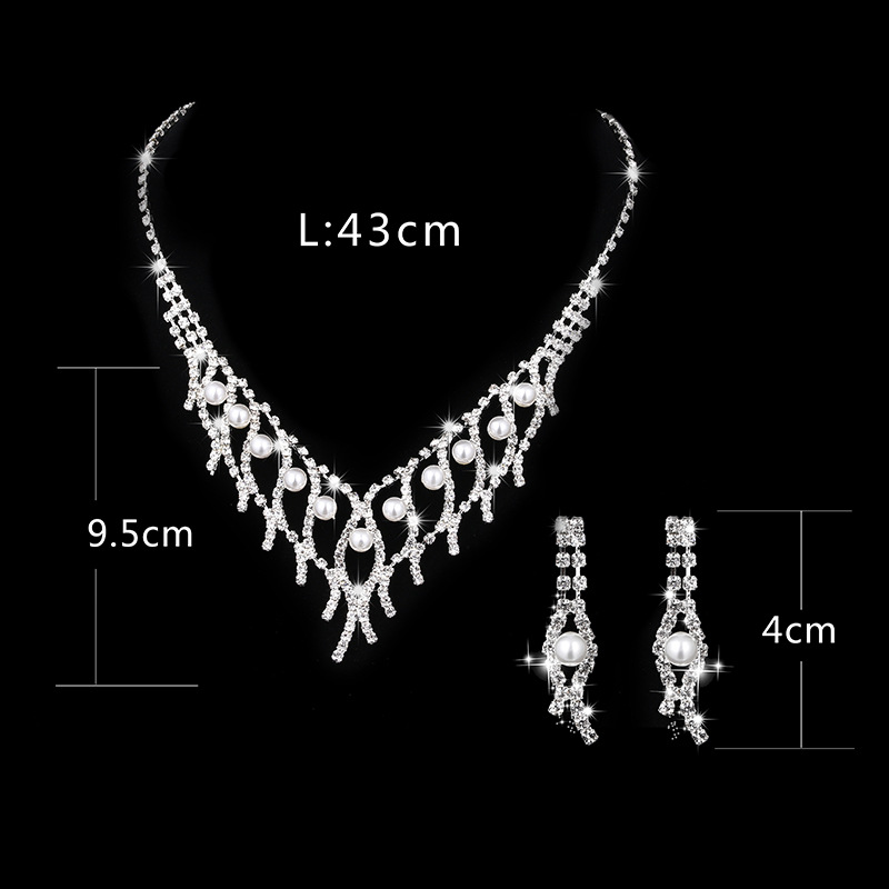 Fashion Geometric Rhinestone Plating Earrings Necklace 1 Set display picture 6