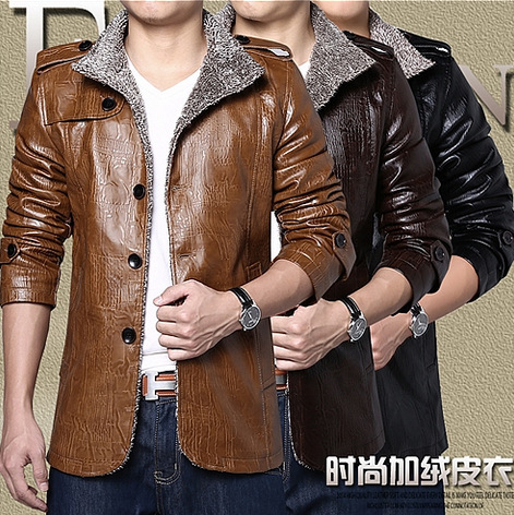 2017秋冬新款英伦气质男士翻领机车皮衣多拉链设计皮毛一体男式皮|ru