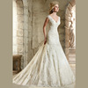 Sexy V-neck trailing large size wedding dress fishtail tail