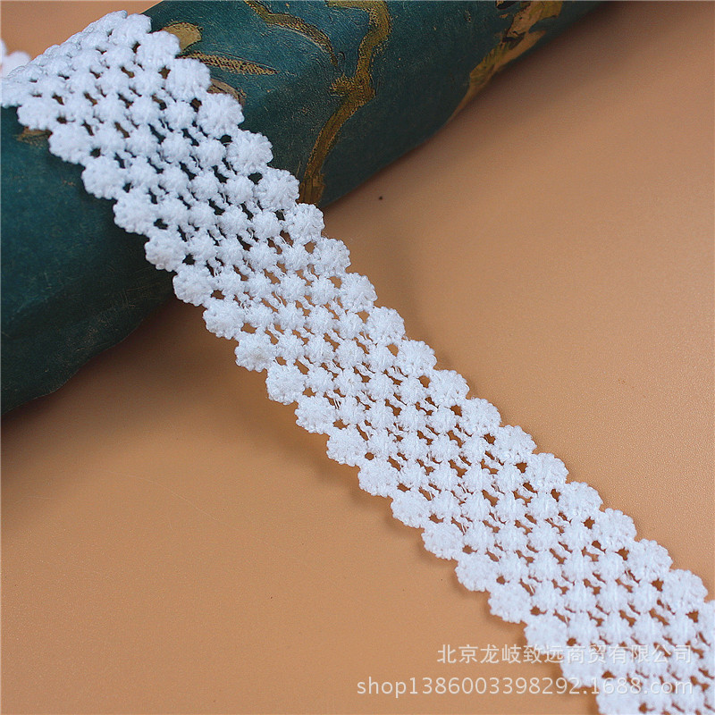 花边工厂 2.5CM涤纶丝花边 服装连接花边 水溶刺绣花边服装辅料