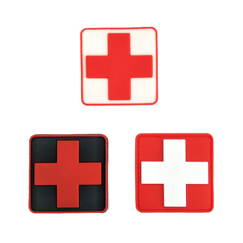 Foreign trade supply PVC rubber Velcro outdoor military fans tactical morale badge red cross medical rescue patch