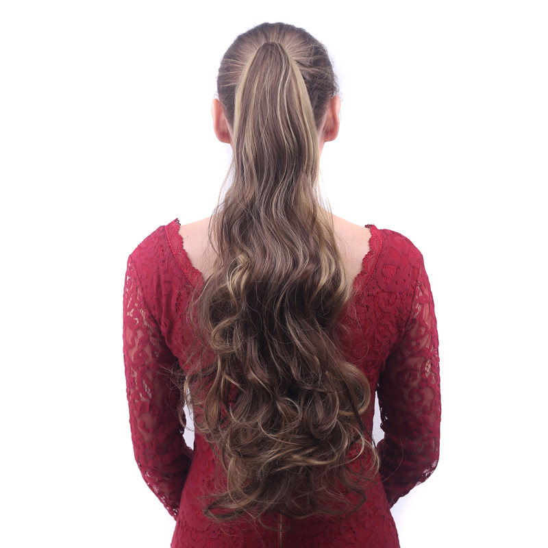 Cheveux synthétiques cheveux bouclés pour femmes vague fibre synthétique pince à griffe queue de cheval naturelle moelleuse_voghion.com