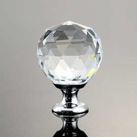 透明水晶拉手实用圆形银色玻璃吊灯球床头卧室门衣柜抽屉五金配件