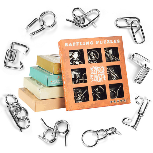 Nine-link educational toy intellectual buckle Kongming lock unlocking set children's disassembly and assembly toys