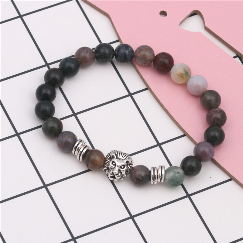 Lion Head Bracelet Bead Natural Agate Beaded Bracelet Wholesale display picture 1