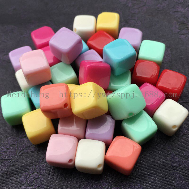 义乌美德恒 10mm彩色方珠侧角单孔耳钉用DIY手工串珠饰品配件详情图4