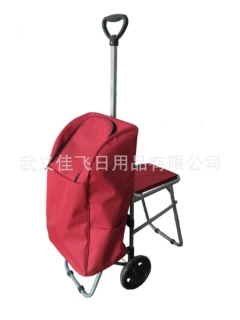 心形手柄带椅子购物车，牛津布购物车，高端购物车