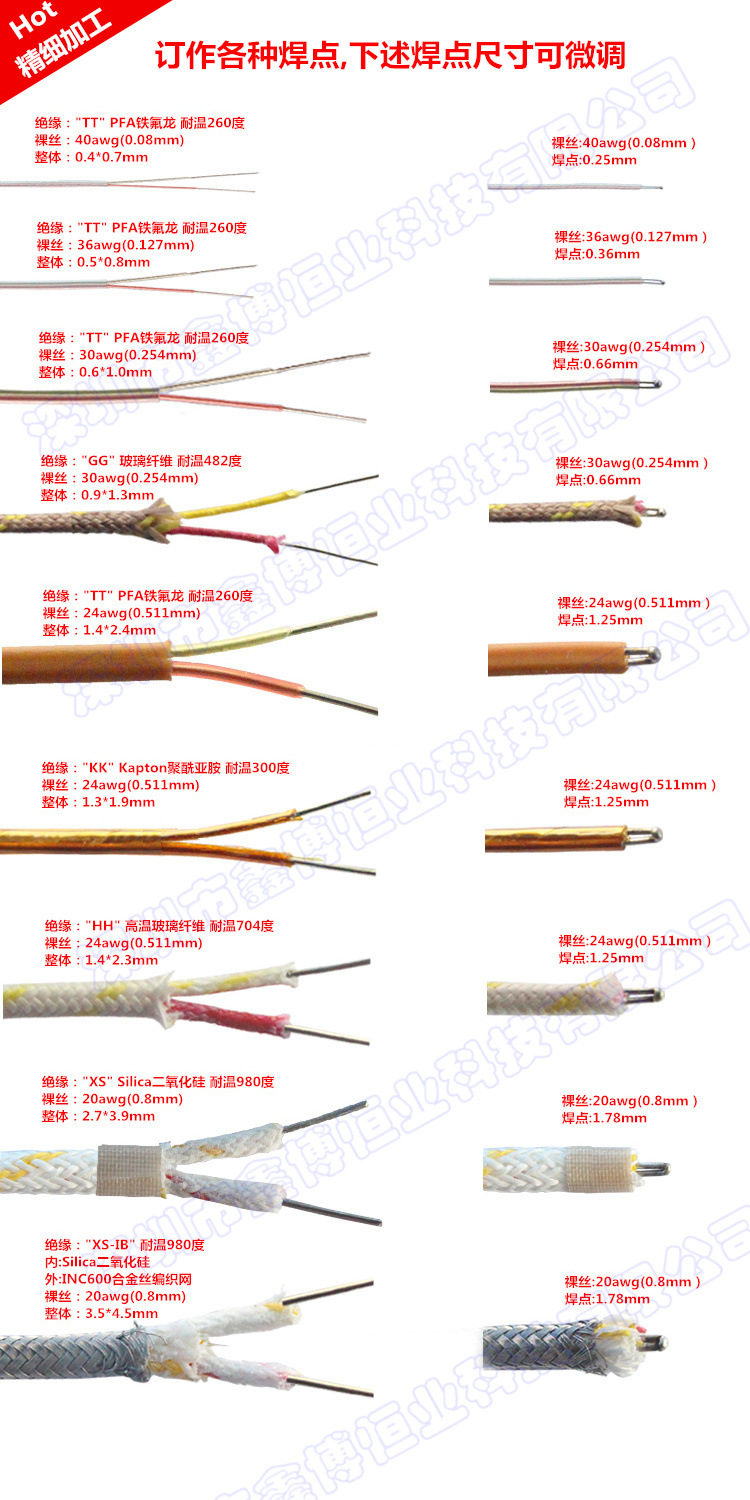 加高 热电偶材质 焊点标识新