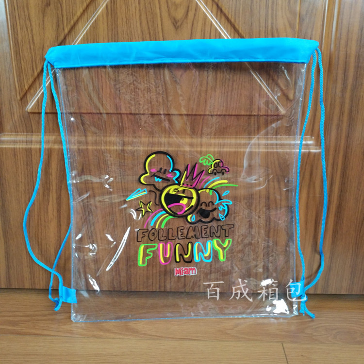 【厂家定制】 PVC抽绳袋塑料 PVC双肩背包 透明PVC束口袋背包