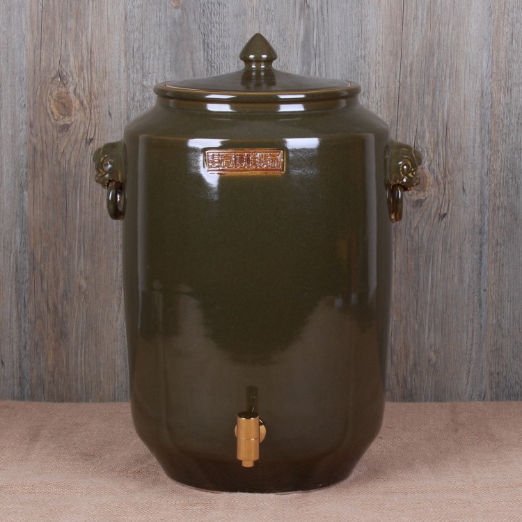 景德镇陶瓷茶叶末釉米缸酒缸酒坛水缸茶缸50斤100斤带龙头开关