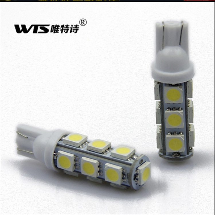 汽车LED示宽灯 室内牌照灯泡 T10 5050 13SMD W5W 改装门边灯高亮