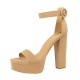 1550-1 Euro-American style thick-heeled super-thin high-heeled shoes Sexy nightclub women's shoes waterproof platform, open-toed leather belt buckle sandals