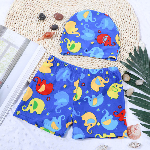  fashionable children's swimming trunks with swimming cap can be customized for outdoor boys' swimming shorts and student swimming trunks for drop shipping