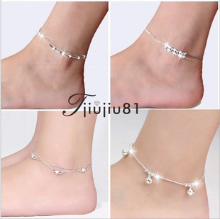 Аксессуар, ретро серебряный милый браслет на ногу, в корейском стиле, оптовые продажи