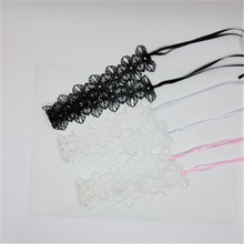 系带项圈韩国气质蕾丝短款项链颈带假领子黑白两色不含金属项链