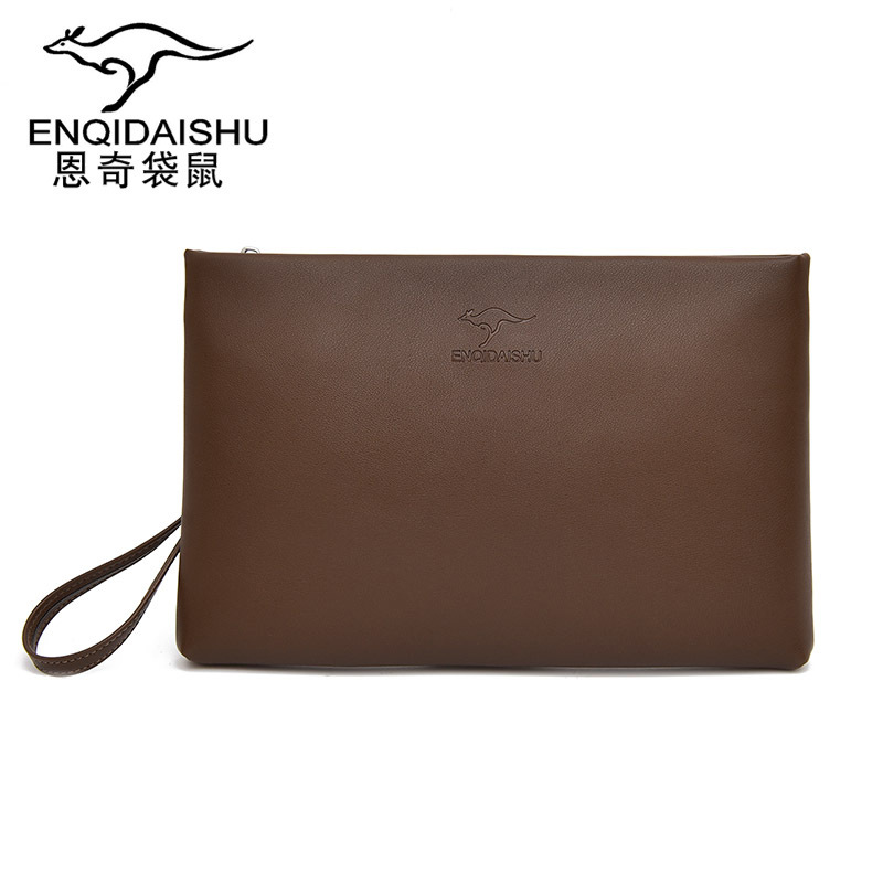 厂家直销新款男士商务手拿包牛皮纯色大容量复古手抓男包一件代发|ru