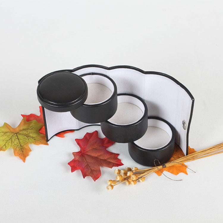 皮质三层首饰收纳盒 圆筒珠宝饰品便携包装盒 厂家定做