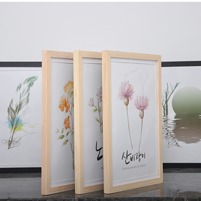 Factory wholesale solid wood wooden photo frame wall hanging 4 open 8 open wall hanging A3 A4 photo frame simple photo solid wood frame