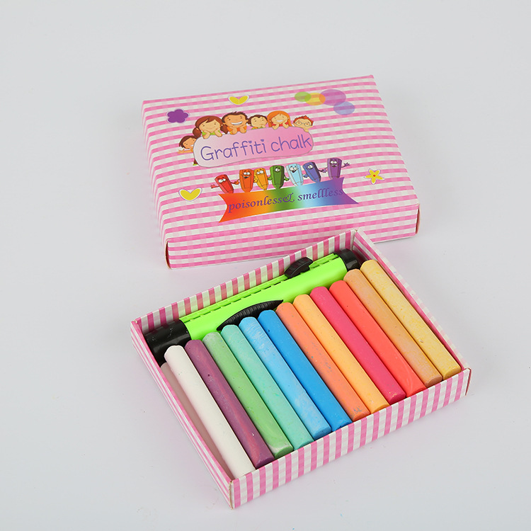 12 Water solubility chalk Clean Blackboard stickers colour chalk children Graffiti colour chalk suit wholesale