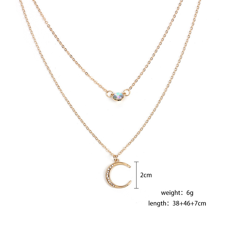 9g Weight Necklace Classification Women'S Gender Gold, Silver Color Hot-selling  Moon Pendant Multilayer Necklace Wholesale 无