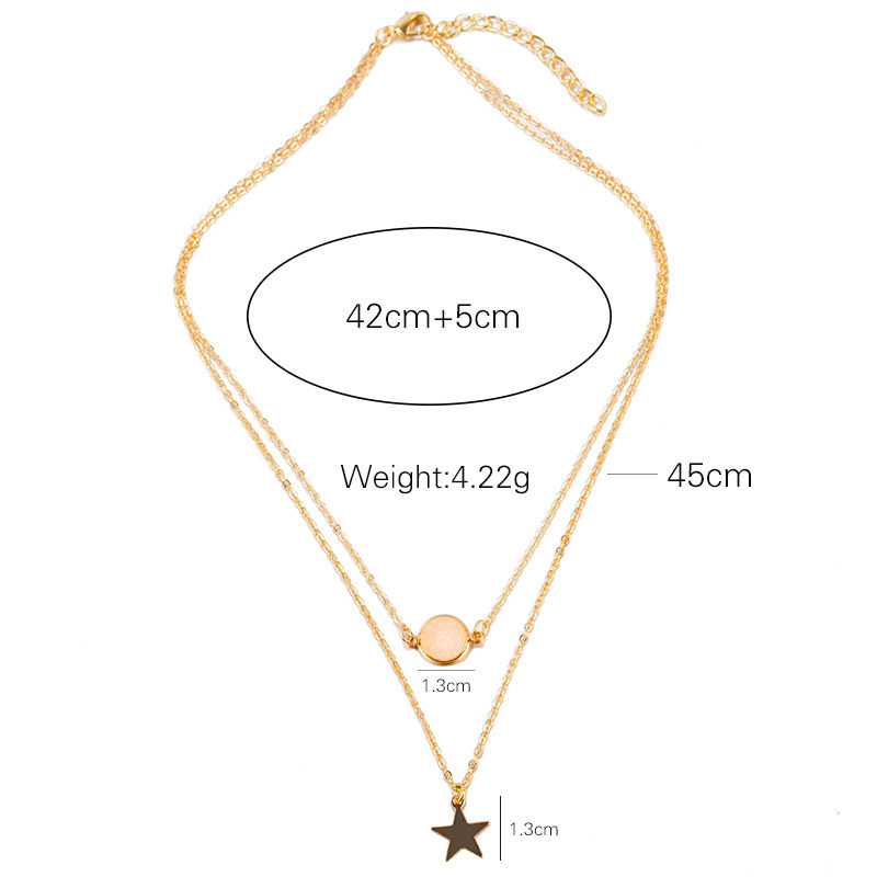 Fashion Five-pointed Star Frosted Gemstone Double-layer Necklace Wholesale display picture 2