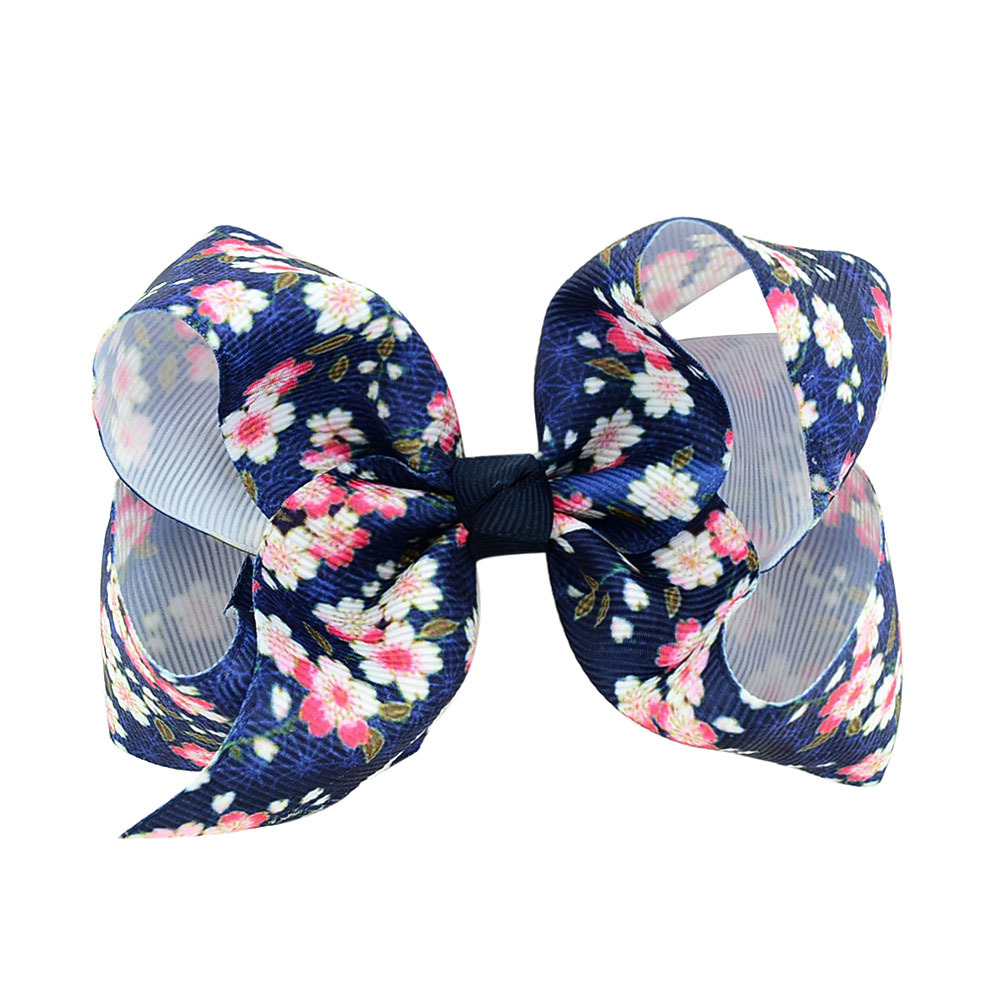 Children's Peony Print Ribbon Bow Hairpin Set display picture 4