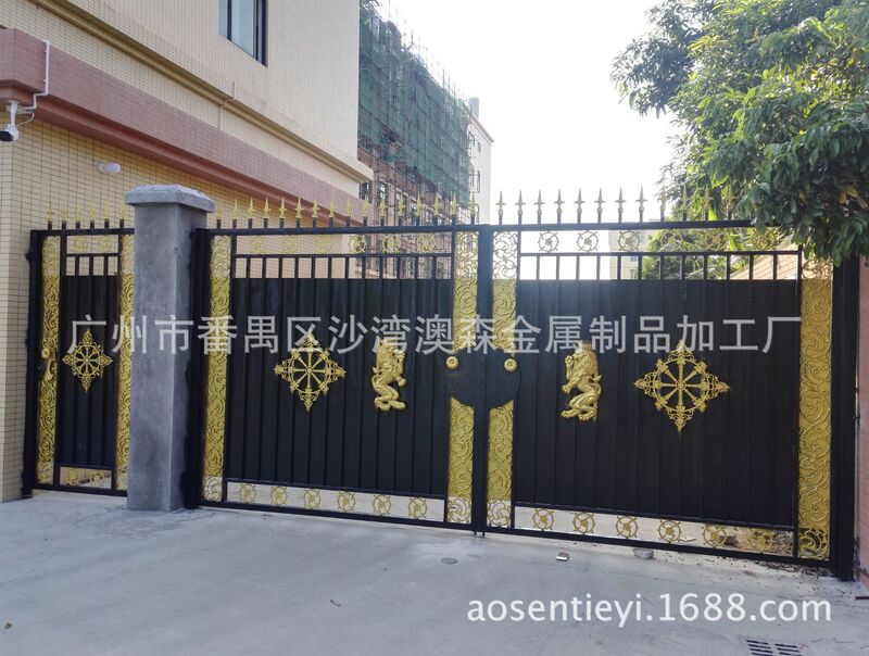 Guangzhou factory supply European-style wrought iron gate hot dip galvanized sealed manual double door affordable school entrance gate Guangzhou factory supply European-style wrought iron gate hot dip galvanized sealed manual double door affordable school entrance gate