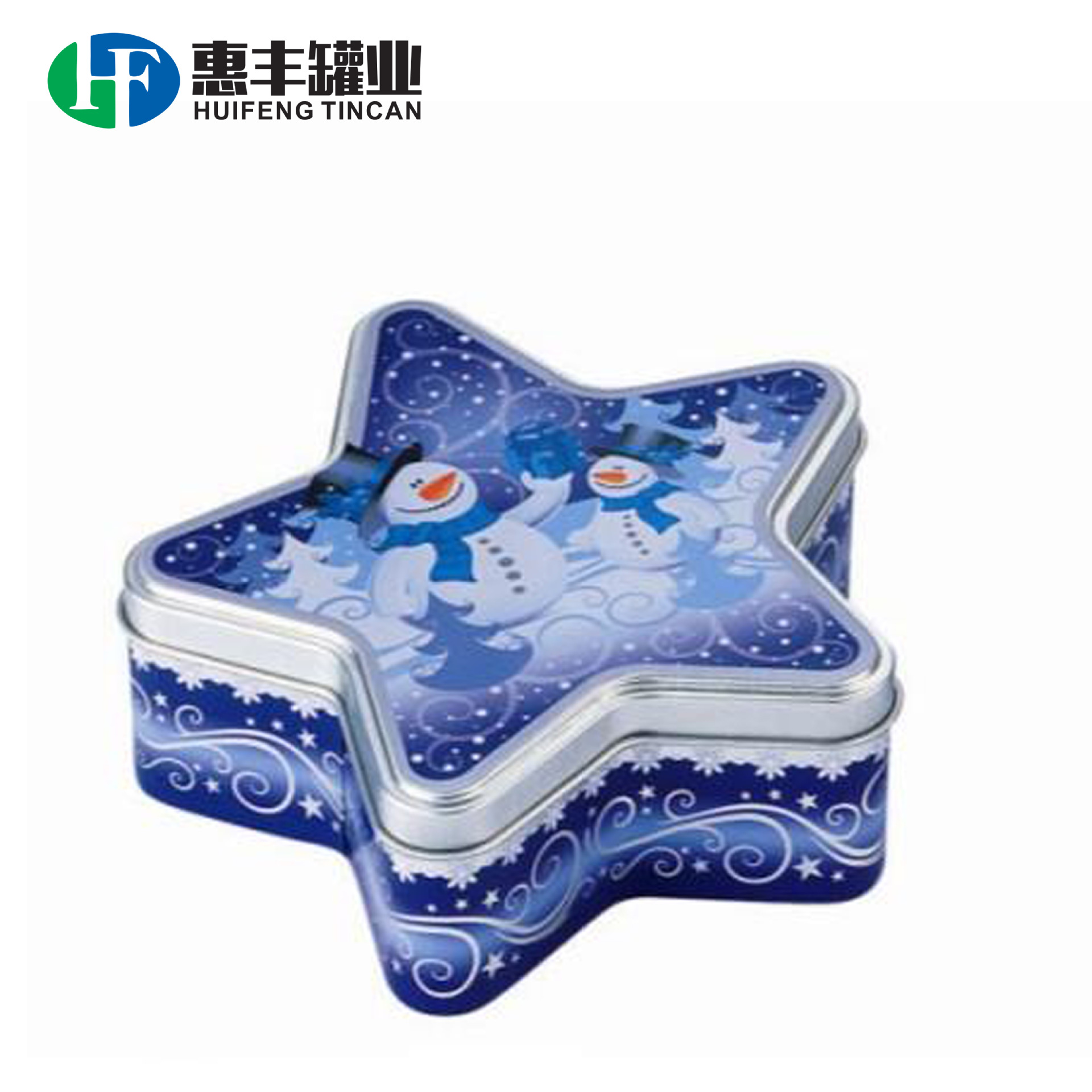 定制五角星铁盒圣诞雪人罐马口铁食品糖果罐 星型罐TIN star BOX