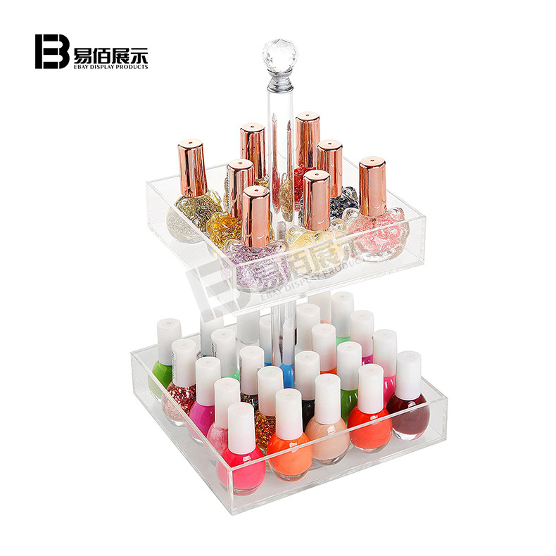 厂家供应双层亚克力指甲油展示架可拆装展示架亚克力旋转展架设计