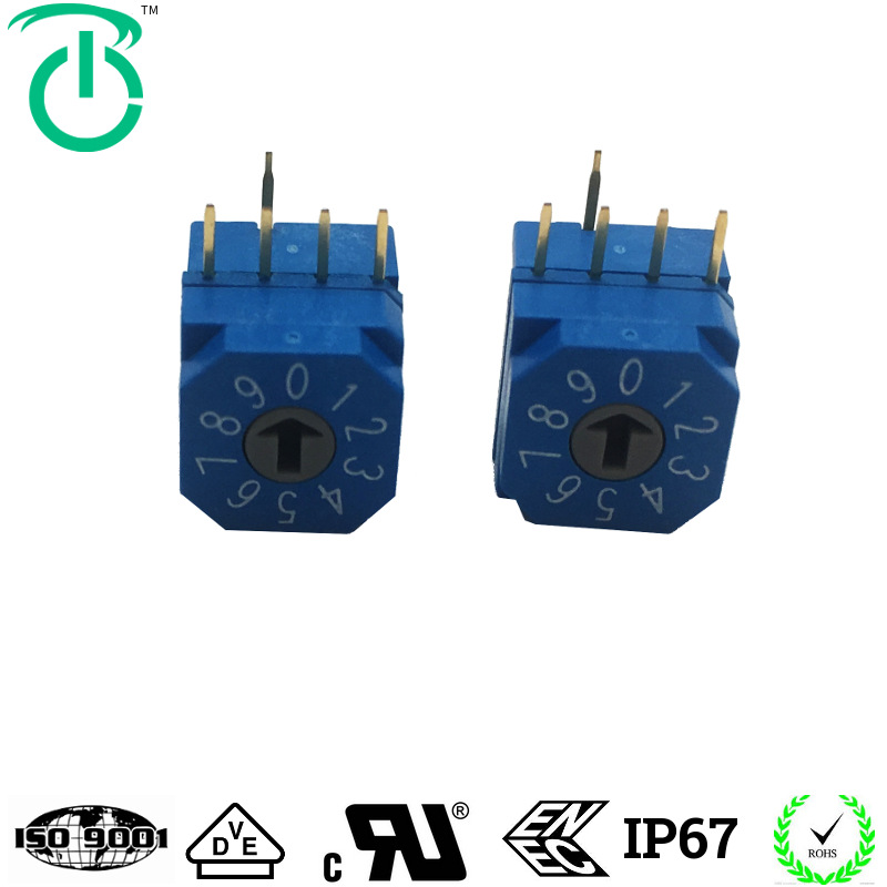 厂家生产进口蓝色侧向防水10档16档8421旋转编码开关