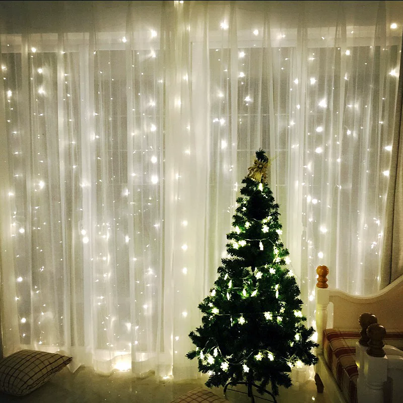 Светодиодная штора-гирлянда, 3×3 м, стиль Ice-Curtain, мультииз цветов для фестиваля и Рождества