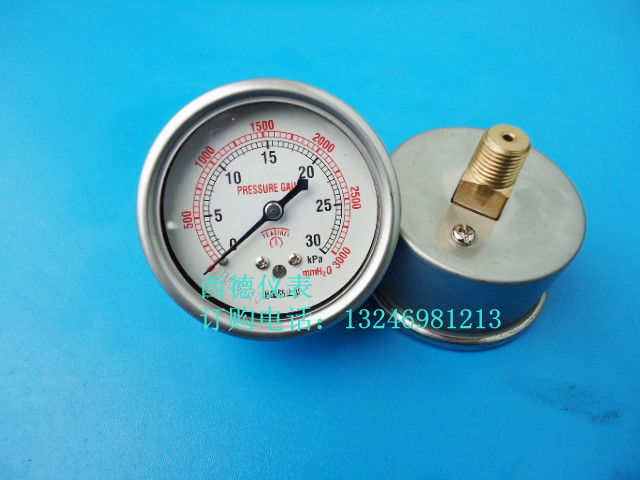 YE-60Z 60MM背式0-30KPA膜盒微压表 微压压力表 轴向微压表