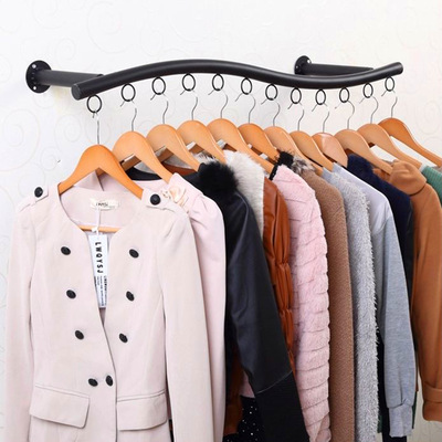 S形服装店衣架 展示架上墙侧挂女装童装货架 铁艺壁挂环形墙上架|ms