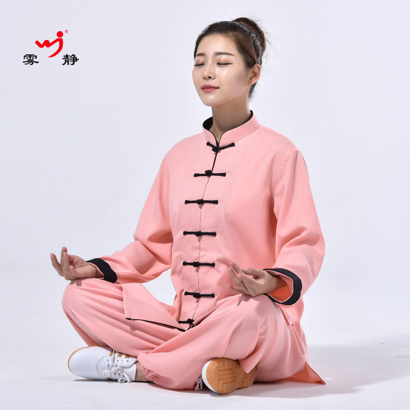 雾静秋季新款女款翻袖弹力麻太极拳服练功服装可量身定制