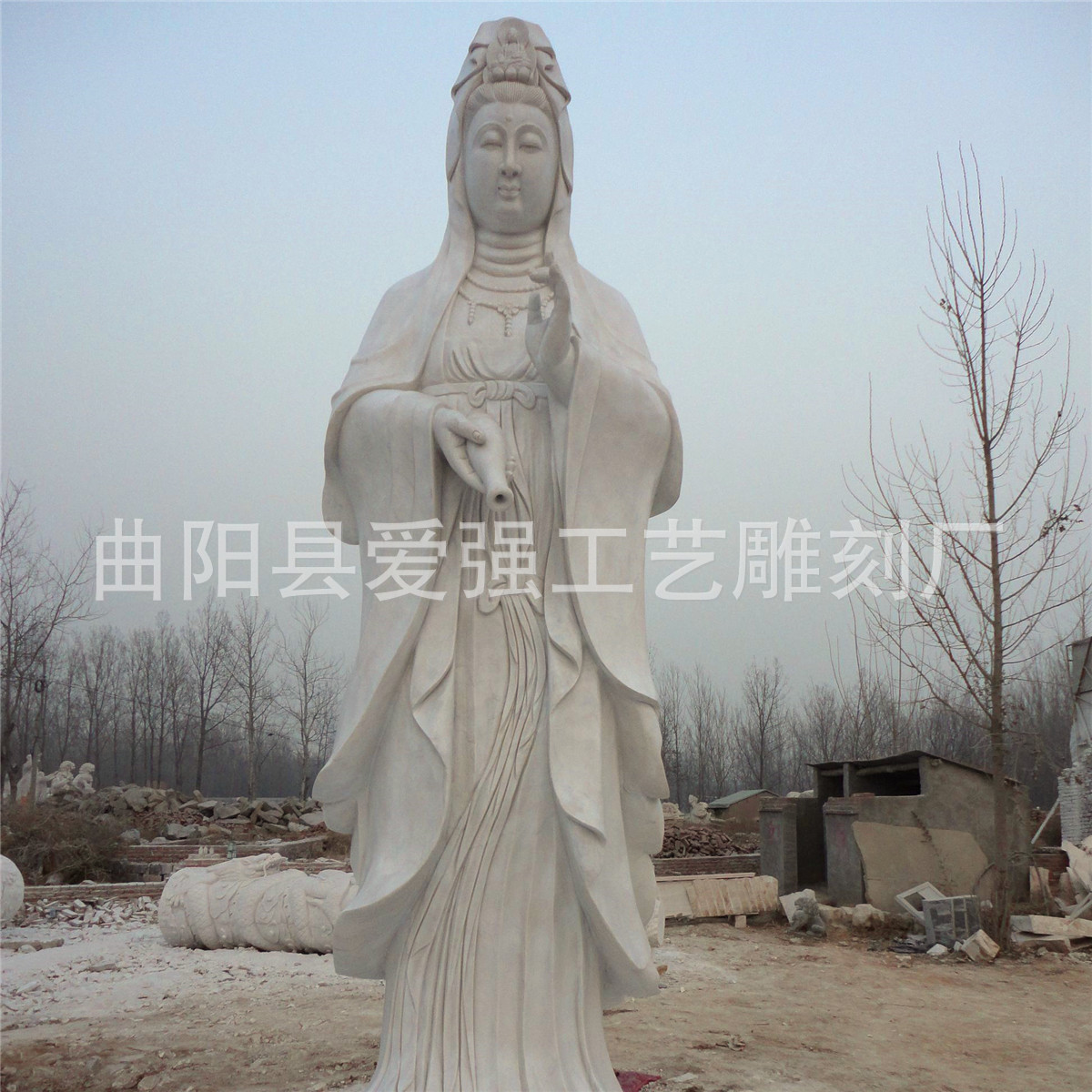 White marble Dripping Guanyin White marble Goddess of Mercy Statue White marble Goddess of Mercy