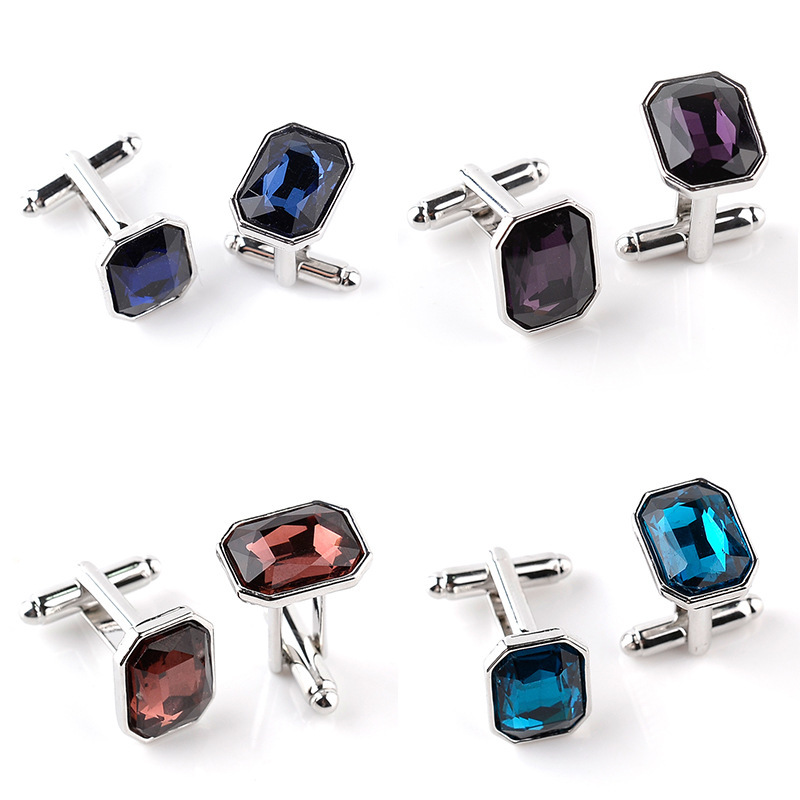 Neue produkte neuartige bunte glas diamant manschettenknöpfe modische und atmosphärische herren anzug hemd zubehör_voghion.com