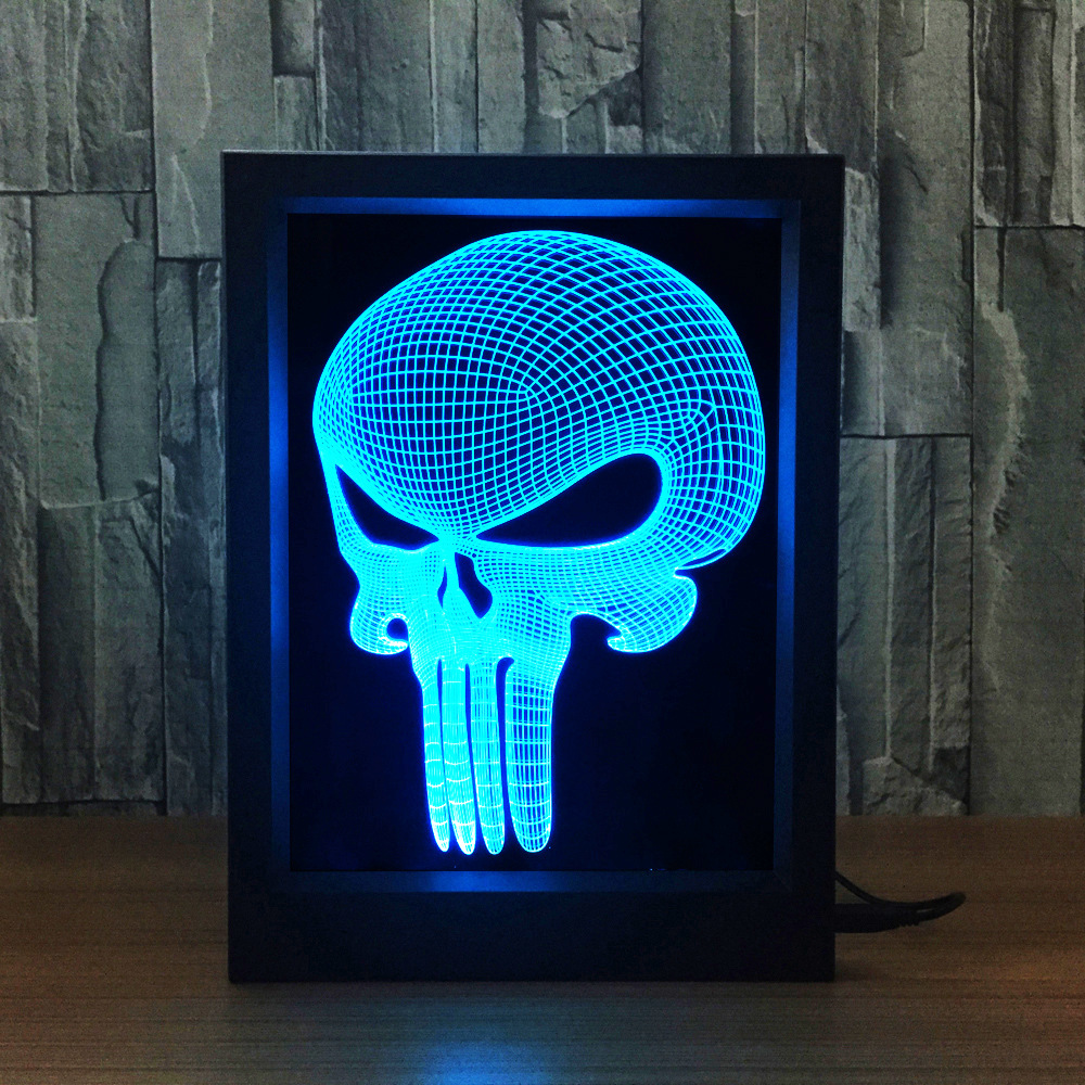 3d相框灯 创意相框灯 led相框灯惩罚面具骷髅头