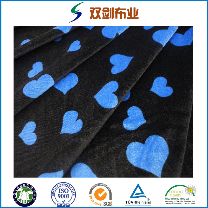 厂家销售经编韩国绒染色印花  经编不倒绒服装面料