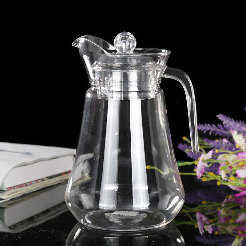 Jarra de agua fría de acrílico con boquilla integrada tipo pico de pato, jarra de PC, jarra de agua transparente para té, bebidas, jugos, con diseño de glaciar.