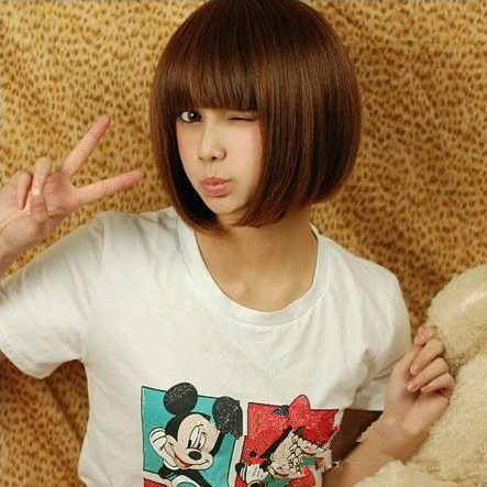 Lazada short hair, new bangs, bobo, non-mainstream face shaping, handsome, fluffy bob wig set
