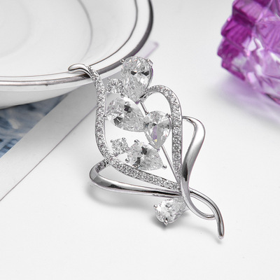 韩版花卉水晶锆石胸针源头厂家高档胸针外套胸花别针韩国时尚衣饰