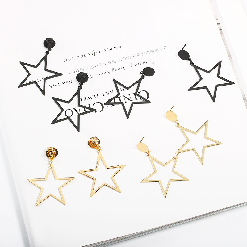 Exaggerated Cutout Pentagram Earrings Wholesale display picture 8